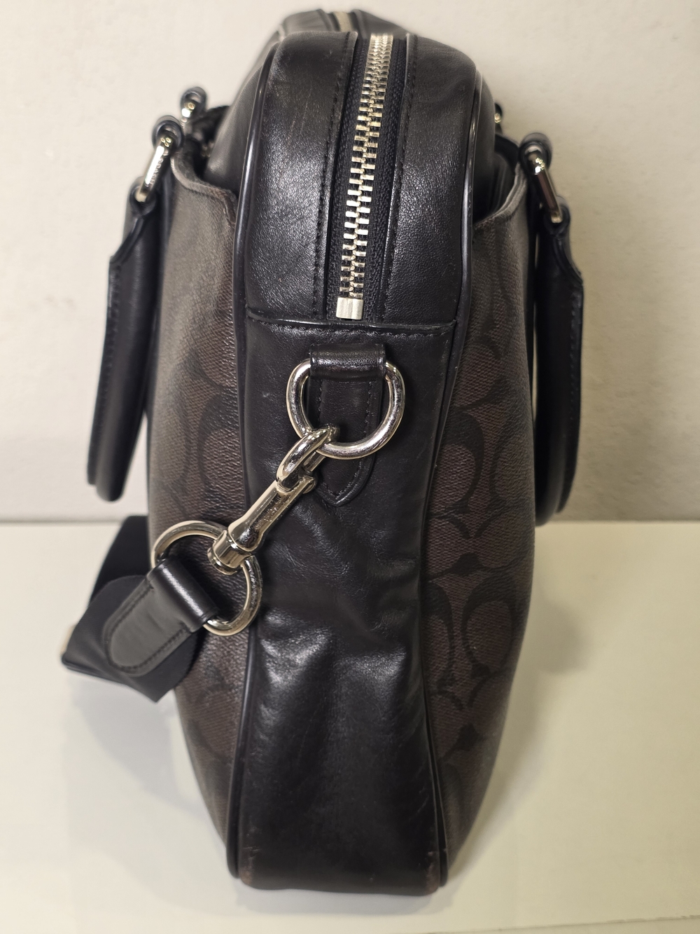 Coach Dark Brown Signature Canvas Leather Briefcase - Picture 5 of 9